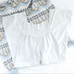 Boutique White Linen Blend Elastic Waste Pants